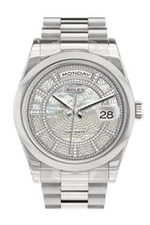 Rolex Day Date 36 Carousel Of White Mother Pearl Dial President Mens Watch 118206